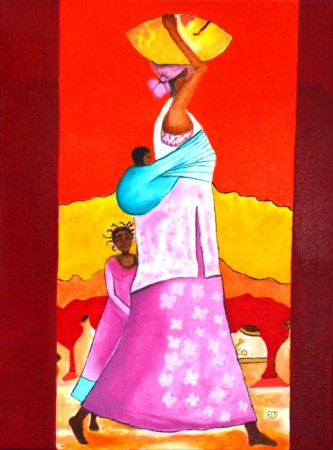 tweeluik Indische Dames | olieverf | 30 x 40  